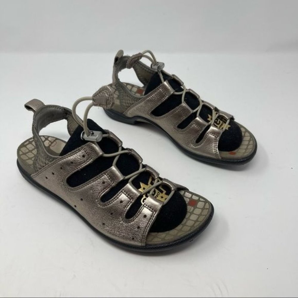 ECCO Women’s Rose Gold Toggle Bungee Slip On Strappy Sandals Size 37